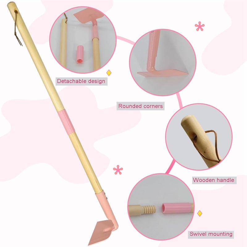 Xifando Kids Garden Lawn Hoe-Small Wooden Handle Hoe with Metal Head, 31 inches/ 79 cm Length, for Kids Garden Labor Hoe (Pink) - Image 3